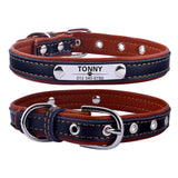 Dog Collar Leather Puppy ID Name Custom Engraved XS-L